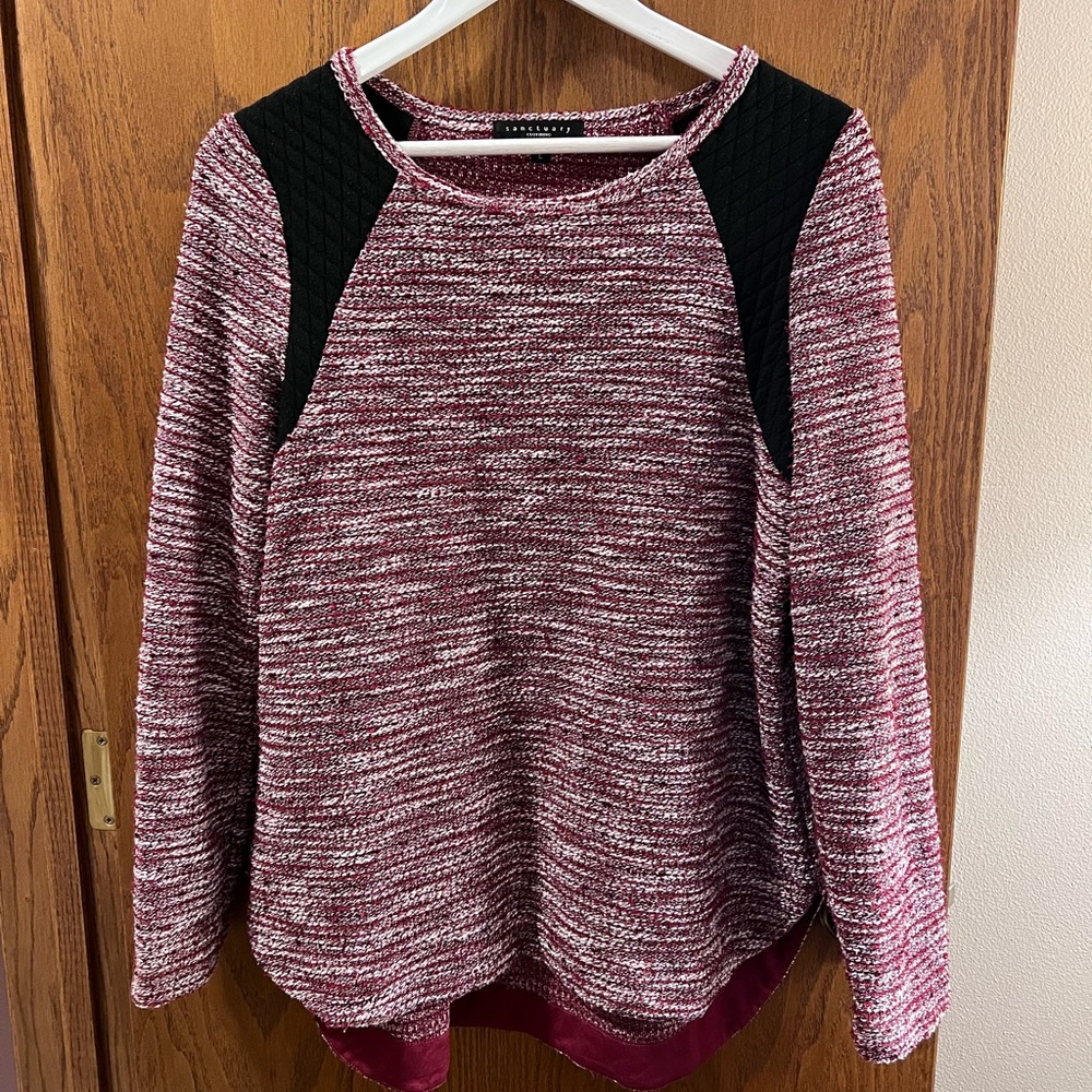Sanctuary Maroon & Black Marled Knit Sweater